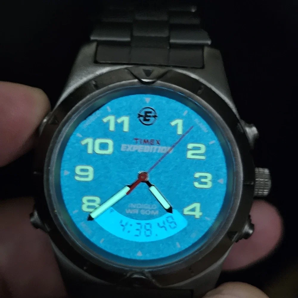 Timex Expedition Men Watch 38MM Ana-Digi Black Dial Gunmetal Band 7.5